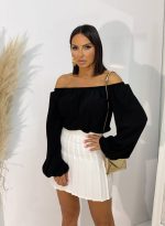 Tessa White mini suknja sa faltama