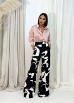 Ingrid B&W trendi zvonaste pantalone