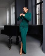 Flavia Teal duga koktel haljina