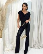 Gia Black bluza otvorenih leđa i Harper Black pantalone