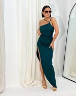 Holly Emerald asimetrična duga haljina