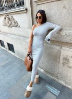 Irina Ash asimetrična haljina od rebraste trikotaže