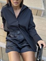 Kinsley Black satenski šorts
