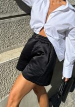 Kinsley Black satenski šorts