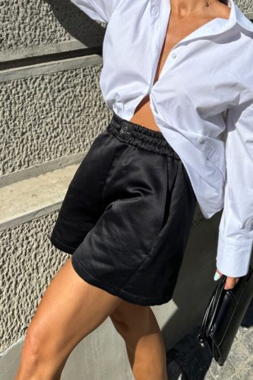 Kinsley Black satenski šorts