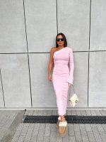 Irina Rose asimetrična haljina od rebraste trikotaže