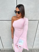 Irina Rose asimetrična haljina od rebraste trikotaže