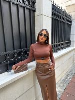 Benedetta Hazelnut crop top basic bluza