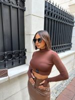 Benedetta Hazelnut crop top basic bluza