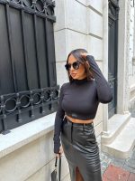 Benedetta Black crop top basic bluza