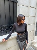 Benedetta Black crop top basic bluza