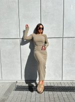Dasha Mocca duga haljina od trikotaže