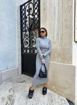 Alesya Grey rolka haljina od trikotaže