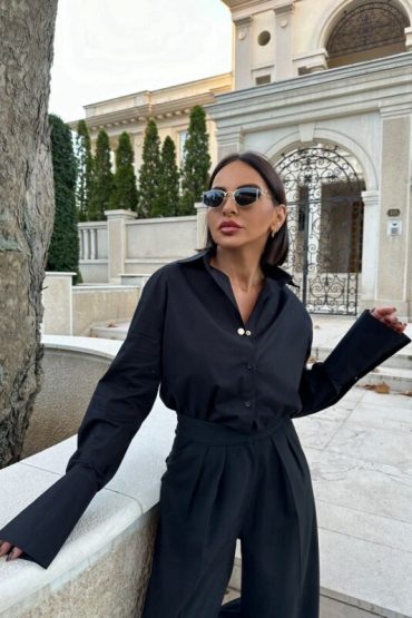 Elsie Black košulja visokih manžetni