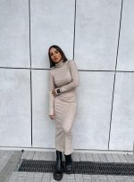 Alesya Beige rolka haljina od trikotaže