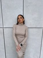 Alesya Beige rolka haljina od trikotaže