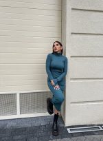 Alesya Emerald rolka haljina od trikotaže