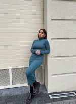 Alesya Emerald rolka haljina od trikotaže