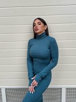 Alesya Emerald rolka haljina od trikotaže