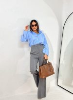Ingrid Striped Grey trendi pantalone