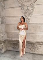 Modesty Champagne duga korset haljina