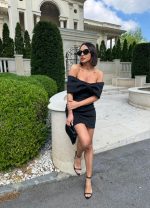 Allegra Black mini haljina otkrivenih ramena
