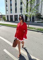Mia Red tufnasta lepršava haljina