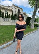 Allegra Black mini haljina otkrivenih ramena
