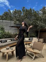 Fernanda Black duga kaftan haljina