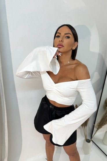 Renata White crop top bluza