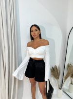 Renata White crop top bluza