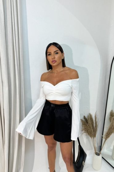 Renata White crop top bluza