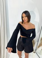 Renata Black crop top bluza