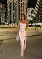 Grazia Champagne satenska korset haljina
