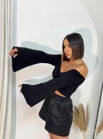 Renata Black crop top bluza
