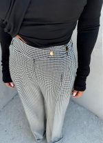 Oversize pantalone pepito dezena širokih zvonastih nogavica visokog struka sa kopčanjem na stranu