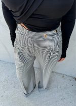 Oversize pantalone pepito dezena širokih zvonastih nogavica visokog struka sa kopčanjem na stranu