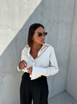 Trendi košulja boje slonove kosti business kroja sa visokim manžetnama