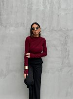 Bordo bluza dugih rukava sa preklopom i naborima