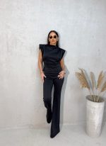 Uske zvonaste pantalone visokog struka od čvrste skube sa elastinom