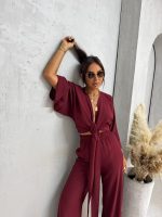 Bordo boho lepršavi komplet dugih rukava i nogavica