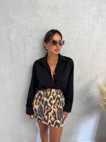 Mini suknja životinjskog leopard printa visokog struka i ravnog kroja