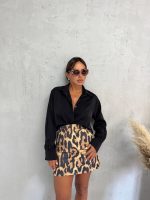 Mini suknja životinjskog leopard printa visokog struka i ravnog kroja