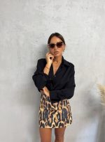 Mini suknja životinjskog leopard printa visokog struka i ravnog kroja