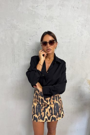 Mini suknja životinjskog leopard printa visokog struka i ravnog kroja