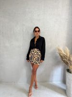 Mini suknja životinjskog leopard printa visokog struka i ravnog kroja