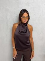 Elegantna braon satenska bluza