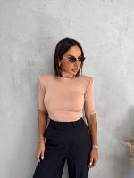 Basic puder roze rolka od likre sa 3/4 rukavima