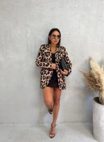 Duži ženski sako animal životinjskog leopard printa