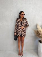 Duži ženski sako animal životinjskog leopard printa